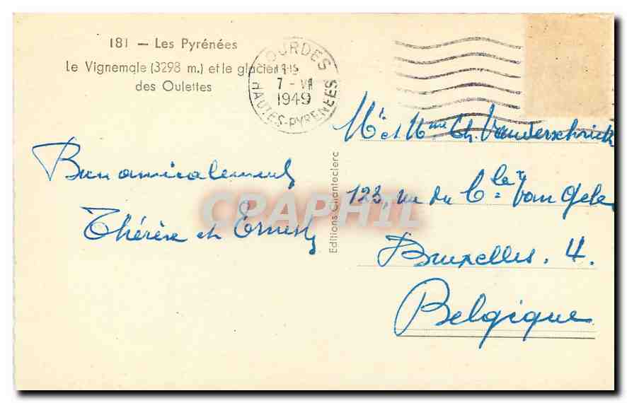 CPA Les Pyrenees Le Vignemale des Oulettes  — Verso