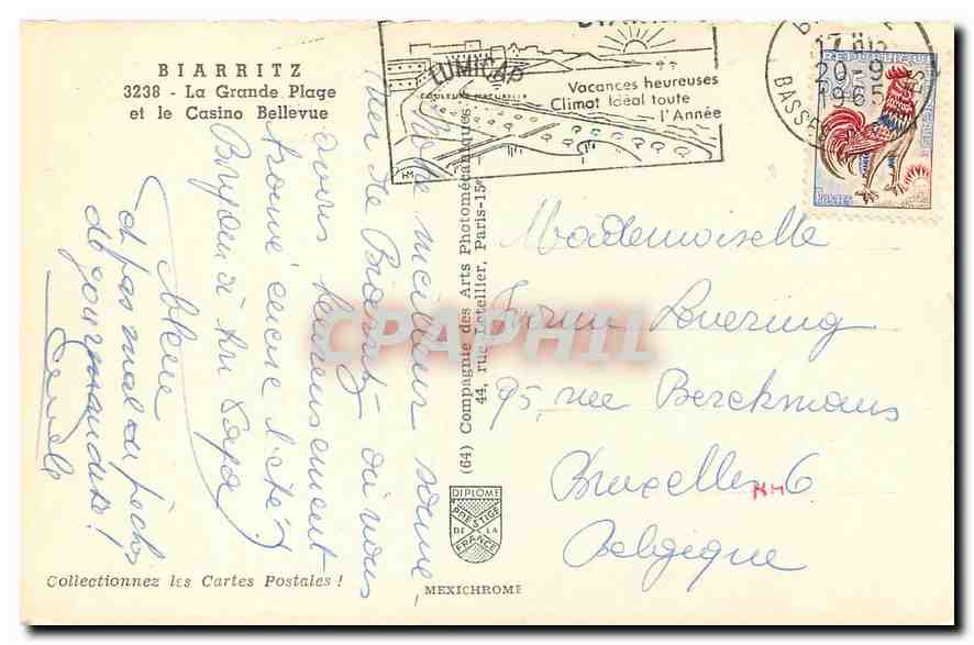 Biarritz - La Grande Plage et le Casino Bellevue — éditeur Cap, n° de série (64) — Rückseite