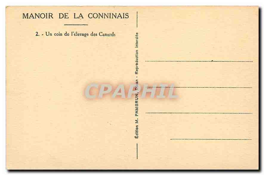 CPA Dinan Manoir de la Conninais  — Rückseite