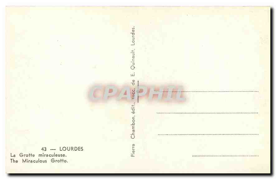 CPA Lourdes La Grotte Miraculeuse  — Verso