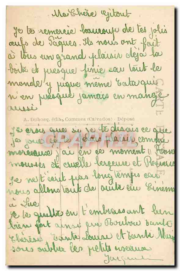 CPA Longues Calvados Jeune Demoiselle de Fontenailles  — Back