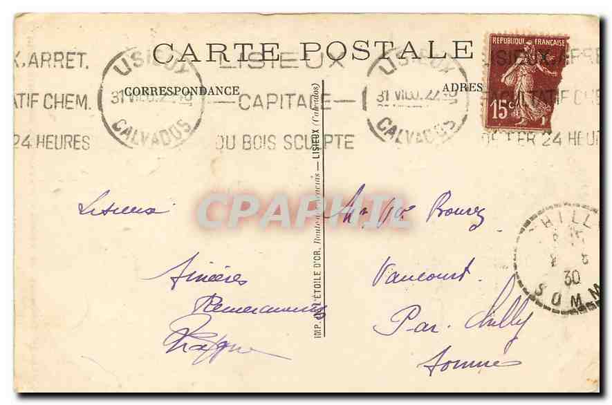 CPA Sainte Therese de Lisieux Patronne des Missions  — Rückseite