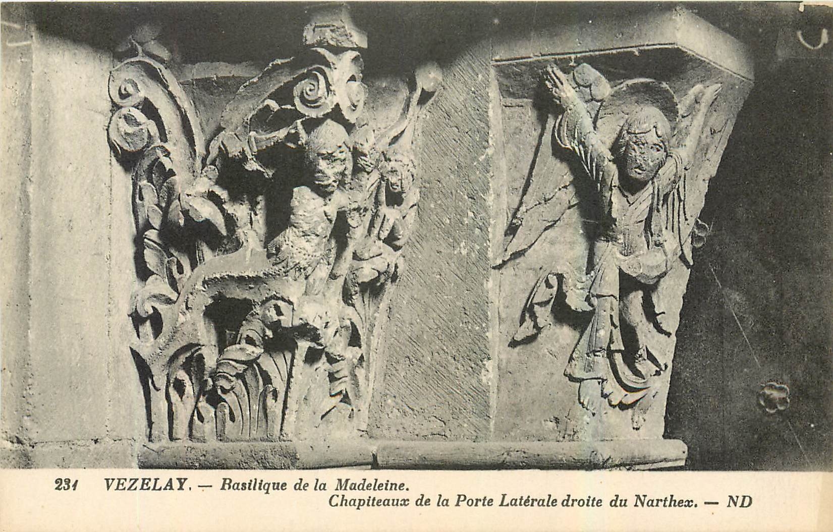 CPA Vezelay Basilique de la Madeleine Chapiteaux de la Porte Laterale droite du Narthex 