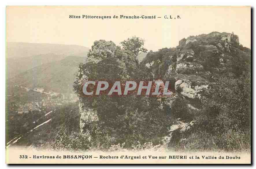 Um Besançon — Rochers d'Arguel und Aussicht auf Beure und das Tal des Doubs — C. L. B.