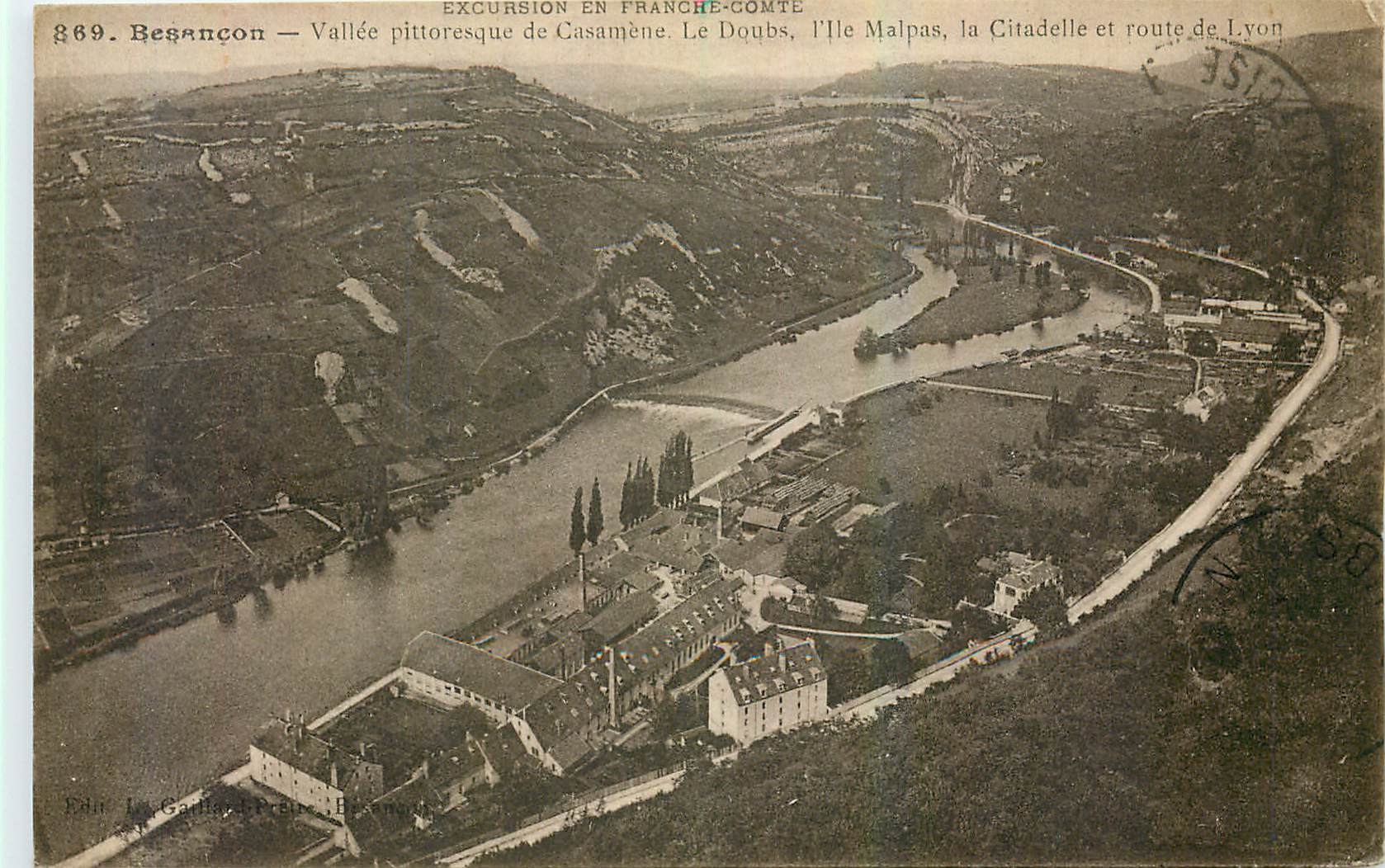 CPA Besancon Valle pittoresque de Casanebe Le Doubs La Citadelle et route de Lyon 