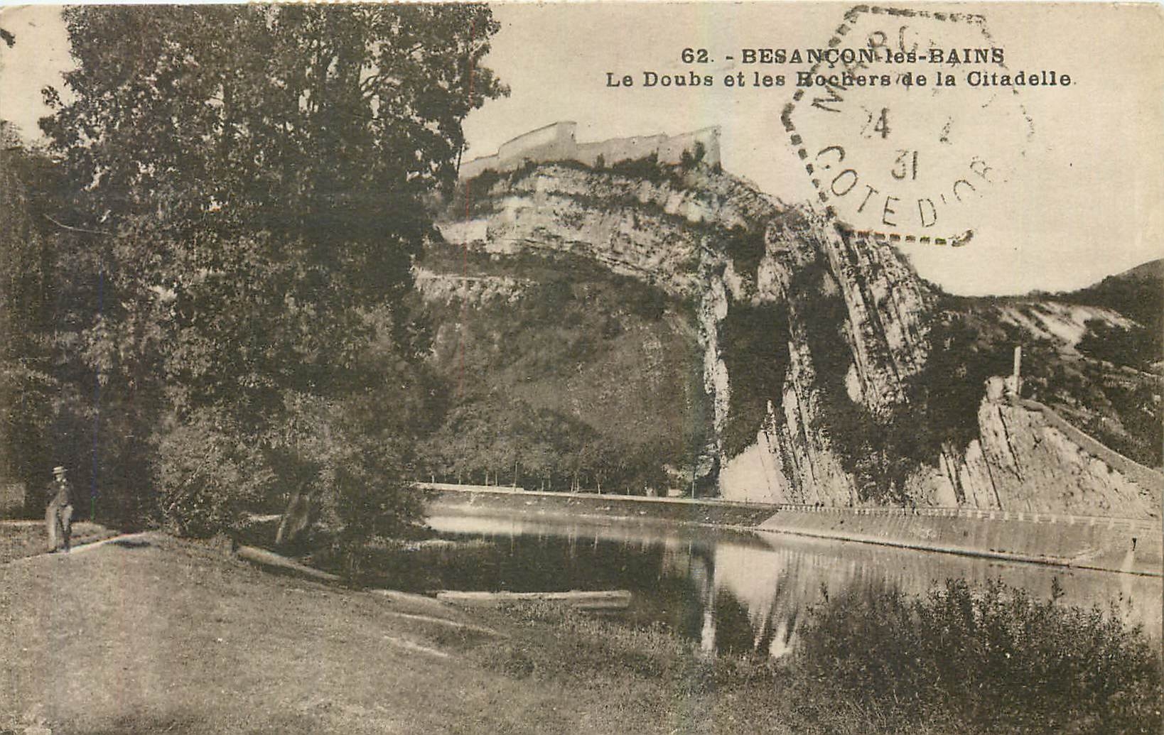 CPA Besancon les Bains Le Doubs et les Rochers de la Citadelle 