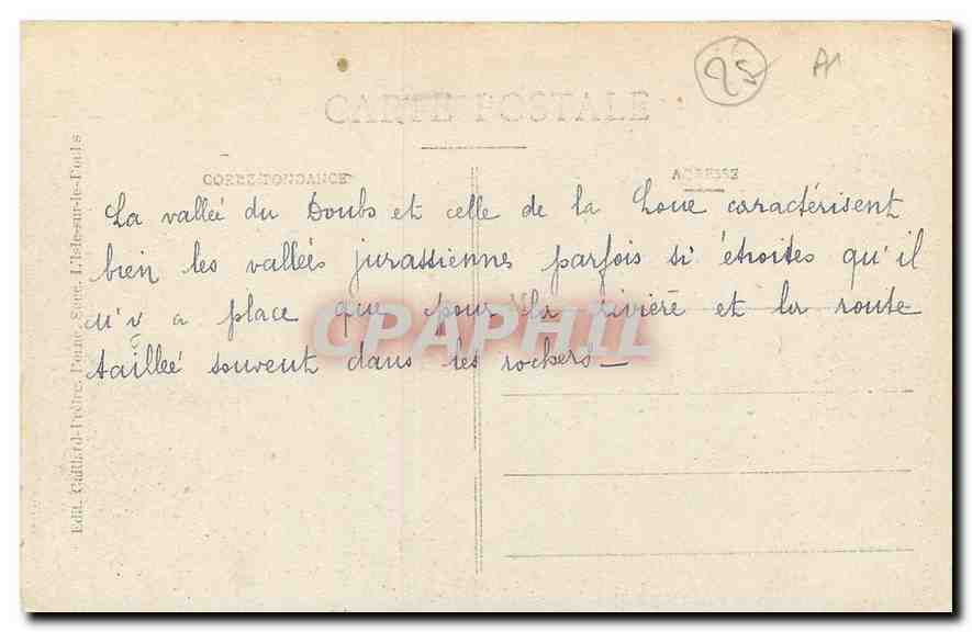 CPA Frontiere Franco Suisse Les Gorges du Doubs a Maison Monsieur Route pittoresque de Chaud de Fond — Rückseite