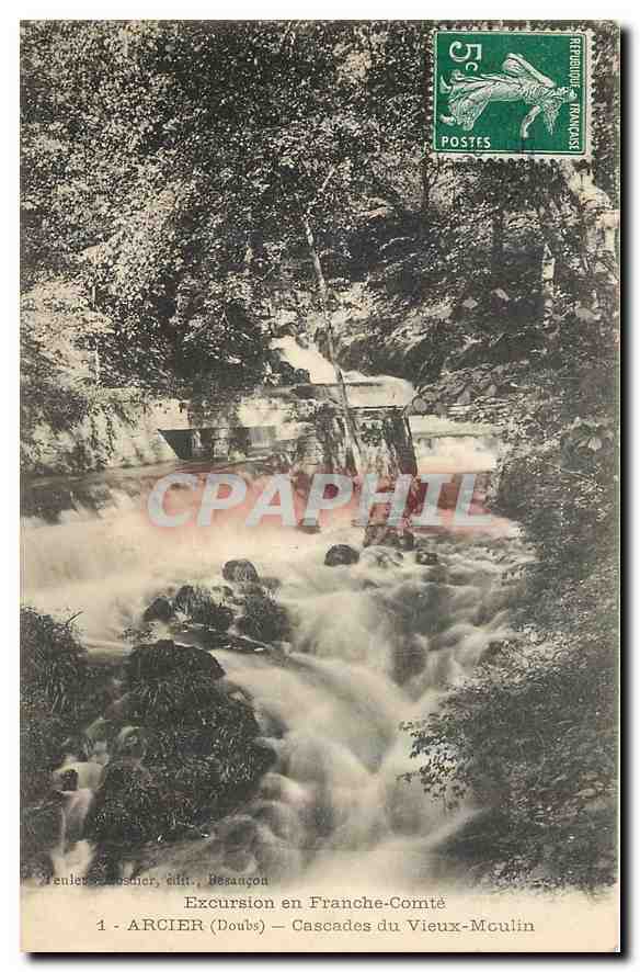 CPA Excursion en Franche Comte Arcier Doubs Cascades du Vieux Moulin 