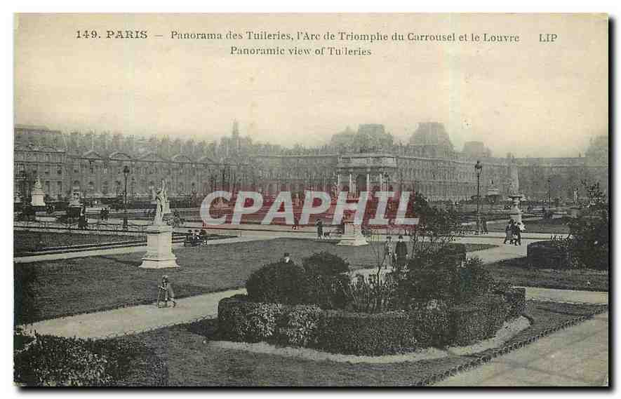 CPA Paris Panorama des Tuileries l'Arc de Triopmhe du Carrousel et le Louvre 