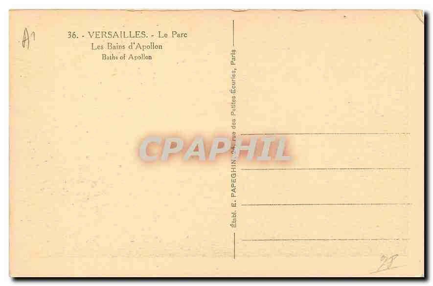 CPA Versailles Le Parc Les Bains d'Apollon  — Verso