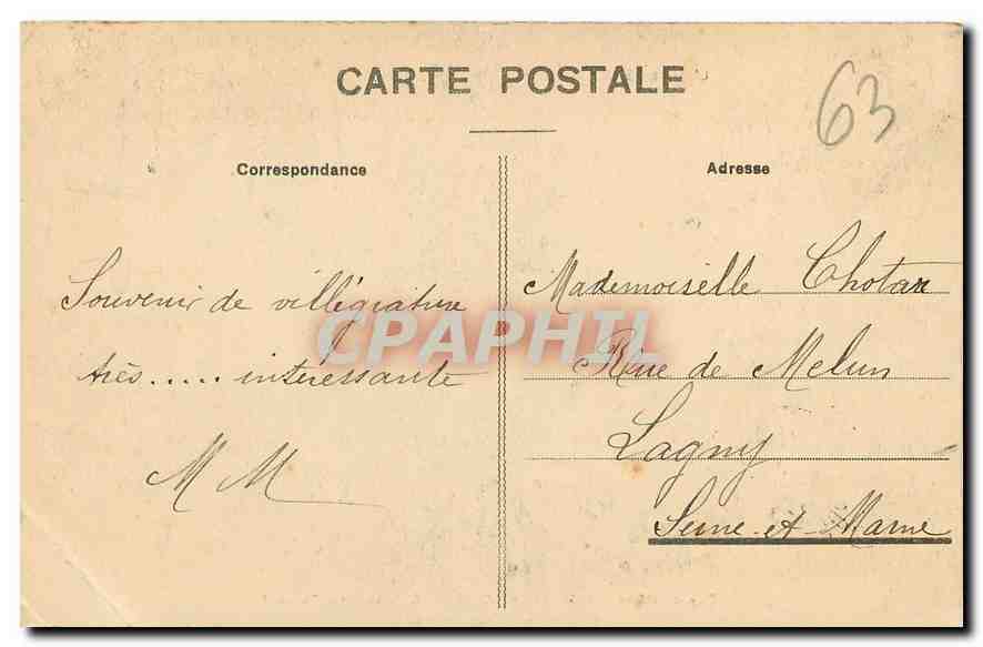 CPA Mont Dore Etablissement Thermal cote des Dames  — Verso