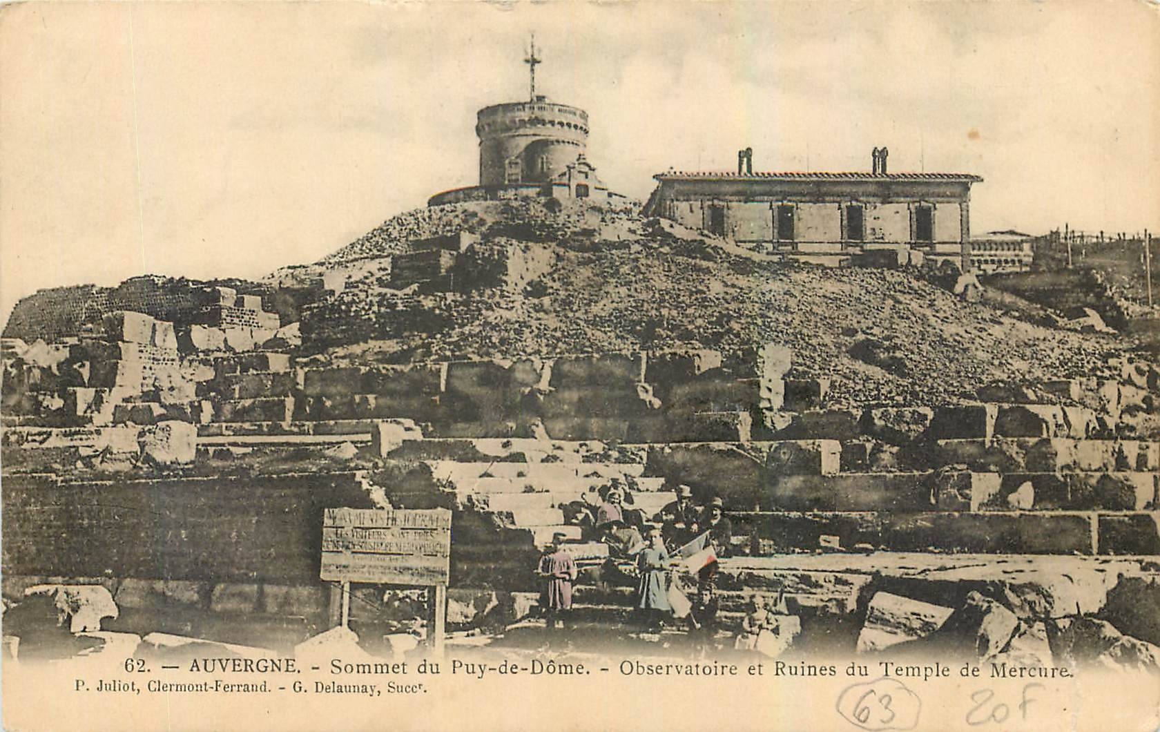 CPA Auvergne Sommet du Puy de Dome Observatoire et Ruines du Temple de Mercure 