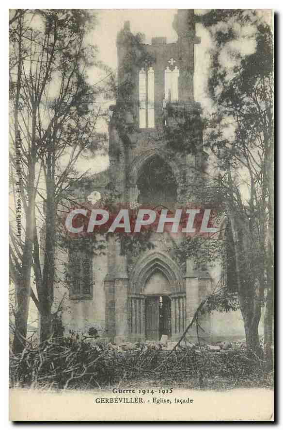 CPA Guerre 1914-1915 Gerbeviller Eglise facade 