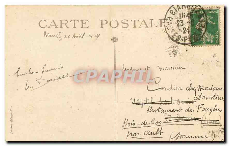 CPA Biarritz Un coin pittoresque de la Plage  — Verso