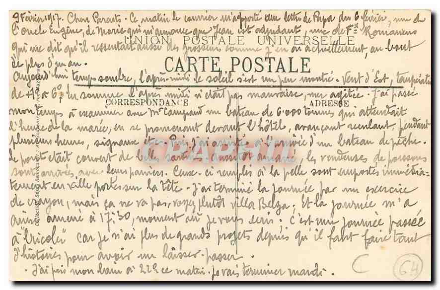 CPA Biarritz Vapeur sortant de l'Adour et traversant la Barre Bateau — Verso