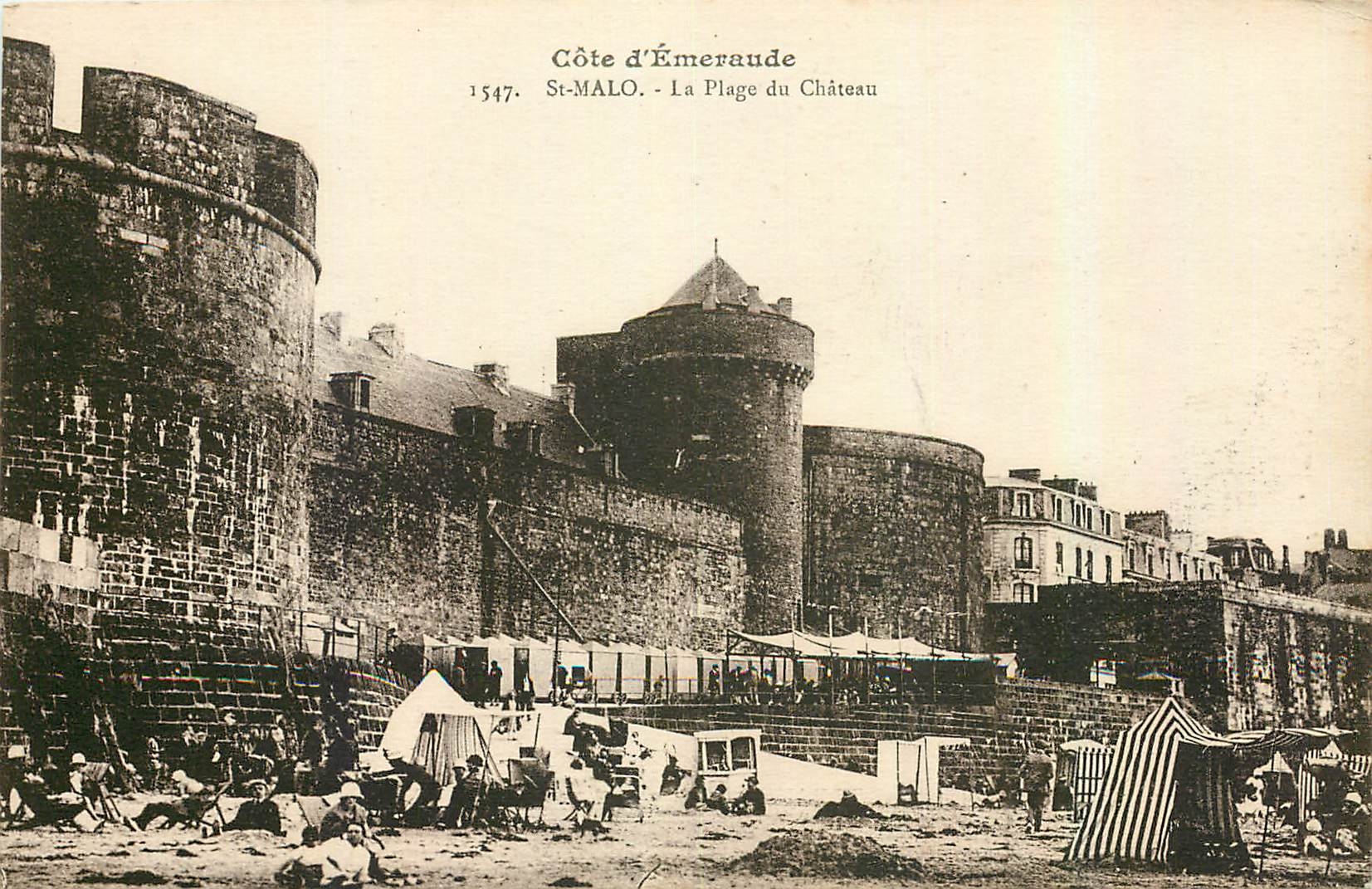 CPA Cote d'Emeraude St Malo La Plage du Chateau 