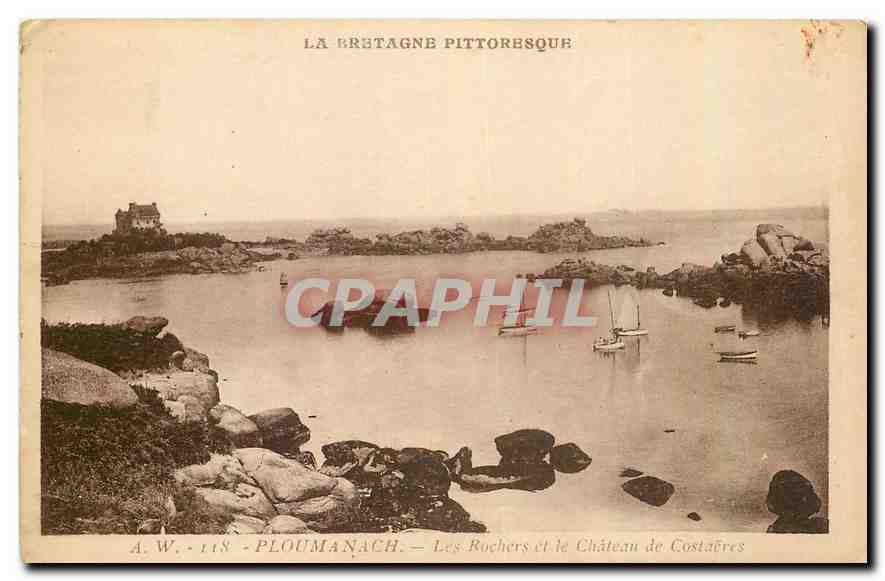 Ploumanach — Die Felsen und das Schloss Costañères — A.W. - 148