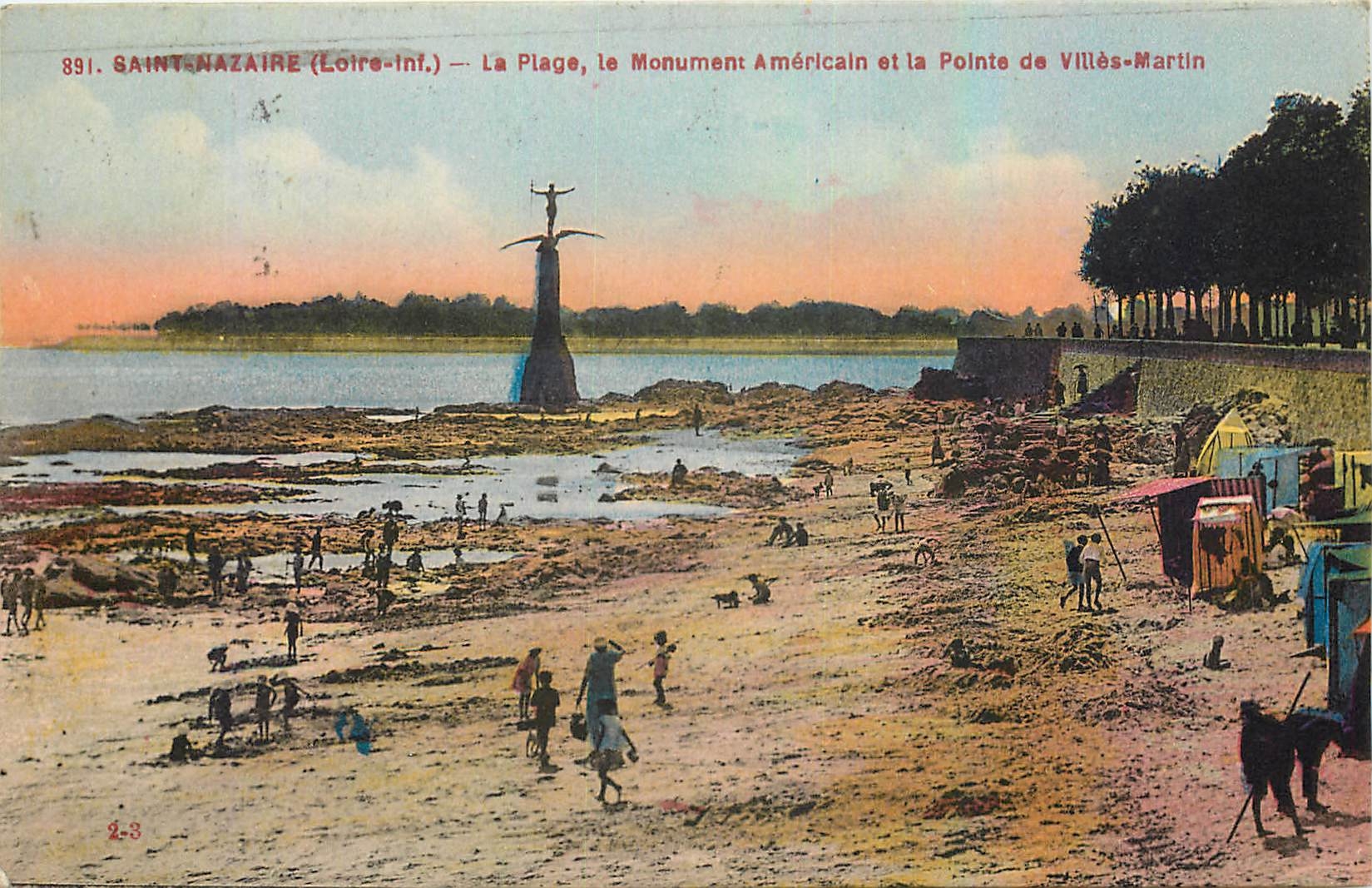 CPA Saint Nazaire Loire Inf La Plage le Monument Americain et la Pointe de Villes Martin 