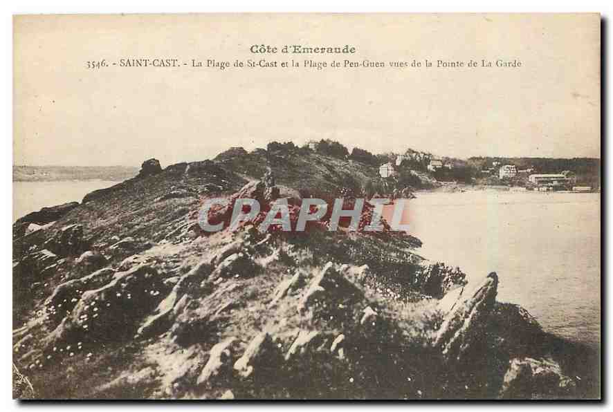 CPA Cote d'Emeraude Saint cast La Plage de St Cast et la Plage de Pen Guen vues de la Pointe de la G