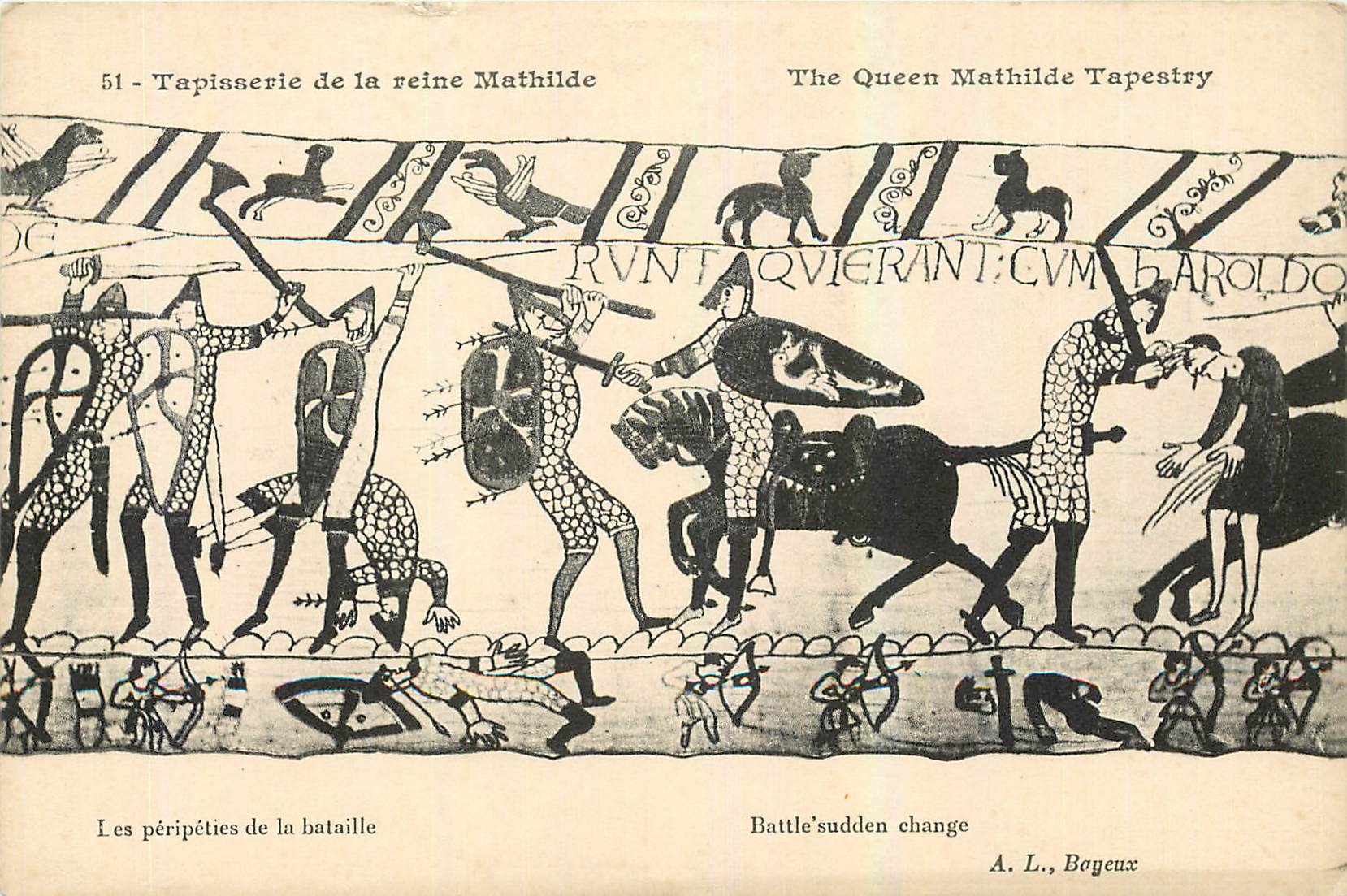 CPA Tapisserie de la Reine Mathide Bayeux Les peripeties de la bataille