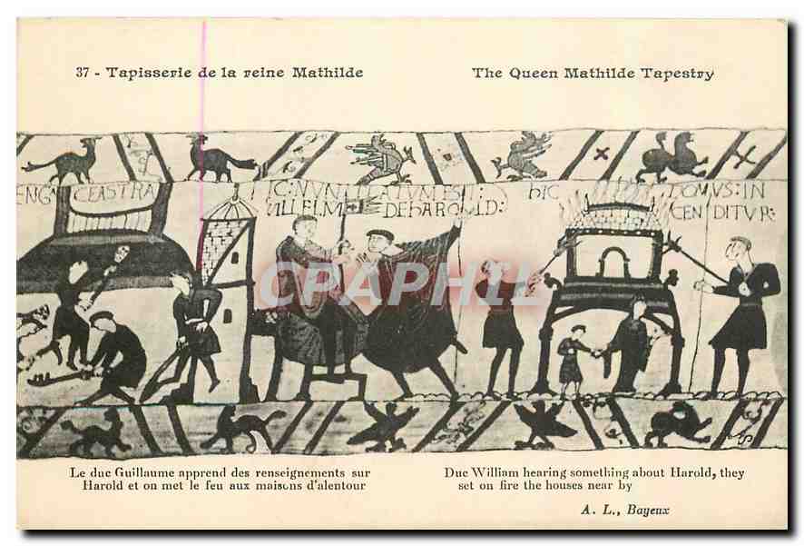 CPA Tapisserie de la Reine Mathilde Le duc Guillaume apprend des renseignements
