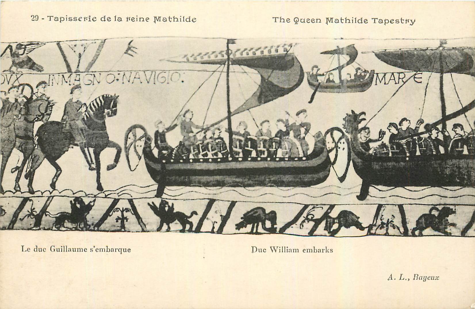 CPA Tapisserie de la Reine Mathilde Le duc Guillaume s'embarque