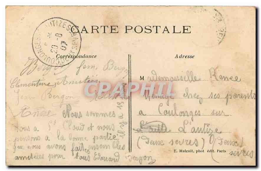 CPA Saint Cloud Le Parc Ancien Fronton du Palais de l'Industrie  — Rückseite
