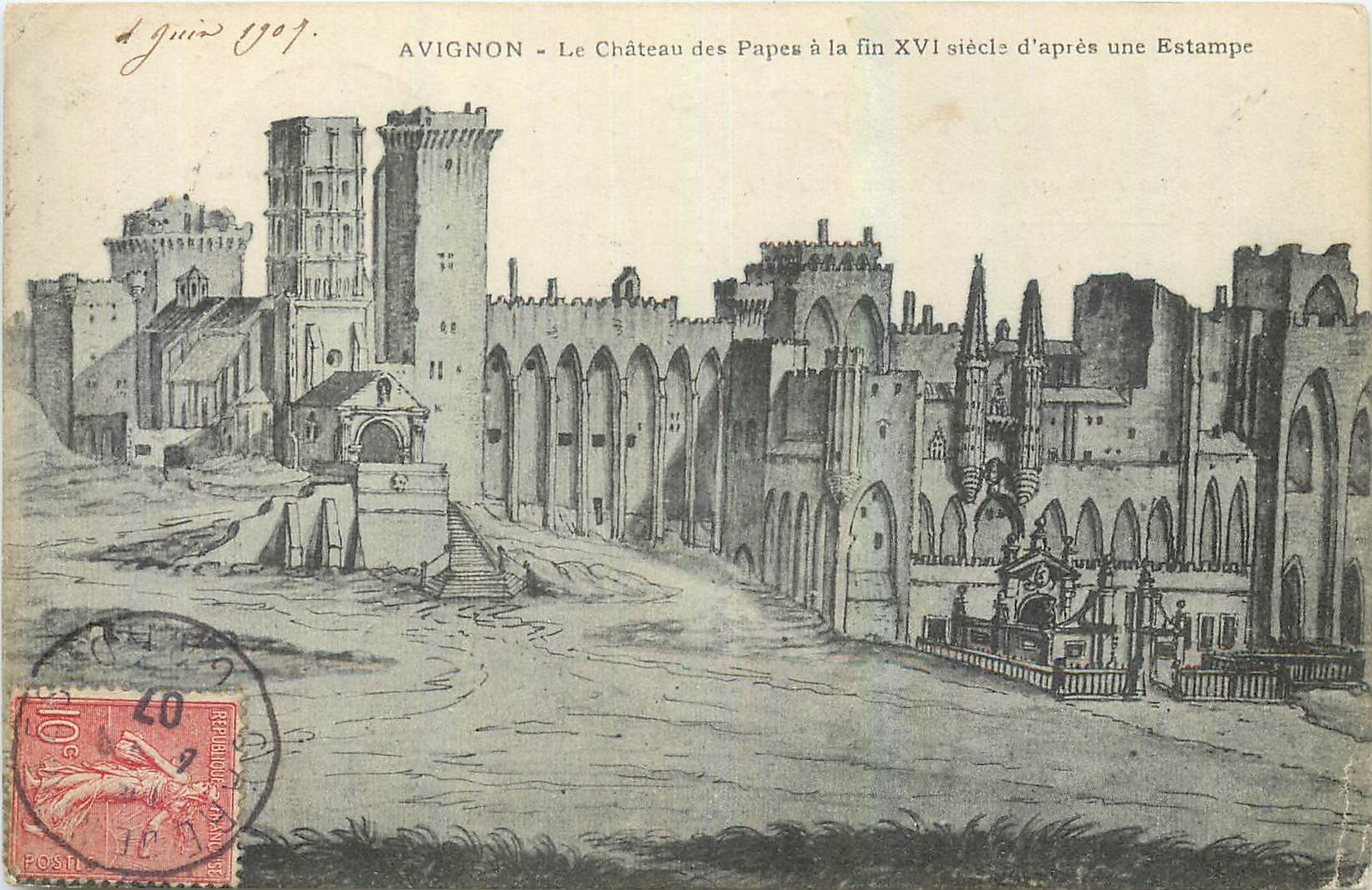 CPA Avignon Le Chateau des Papes a la fin XVI siecle d'apres une Estampe 