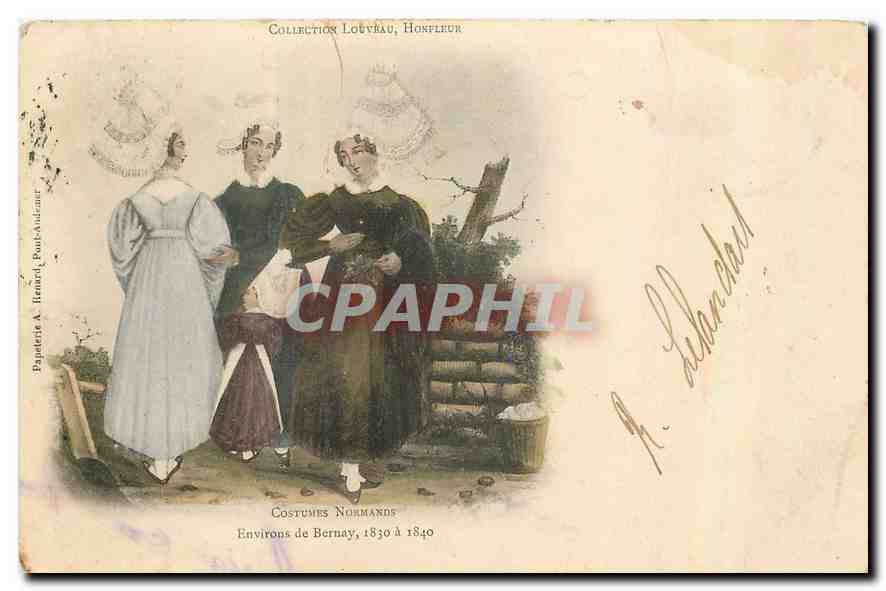 CPA Costumes Normands Environs de Bernay 1830 a 1840 Folklore