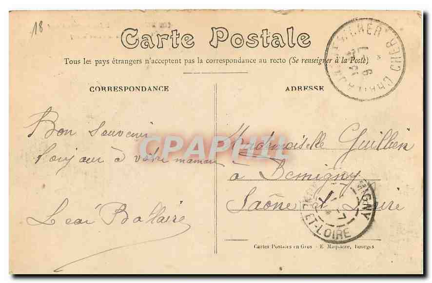 CPA Bourges Palais Jacques Coeur Vue prise de la Place Berry  — Rückseite