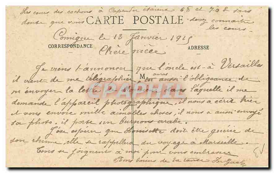 CPA Marseille Place Castellane Fontaine Cantini  — Rückseite