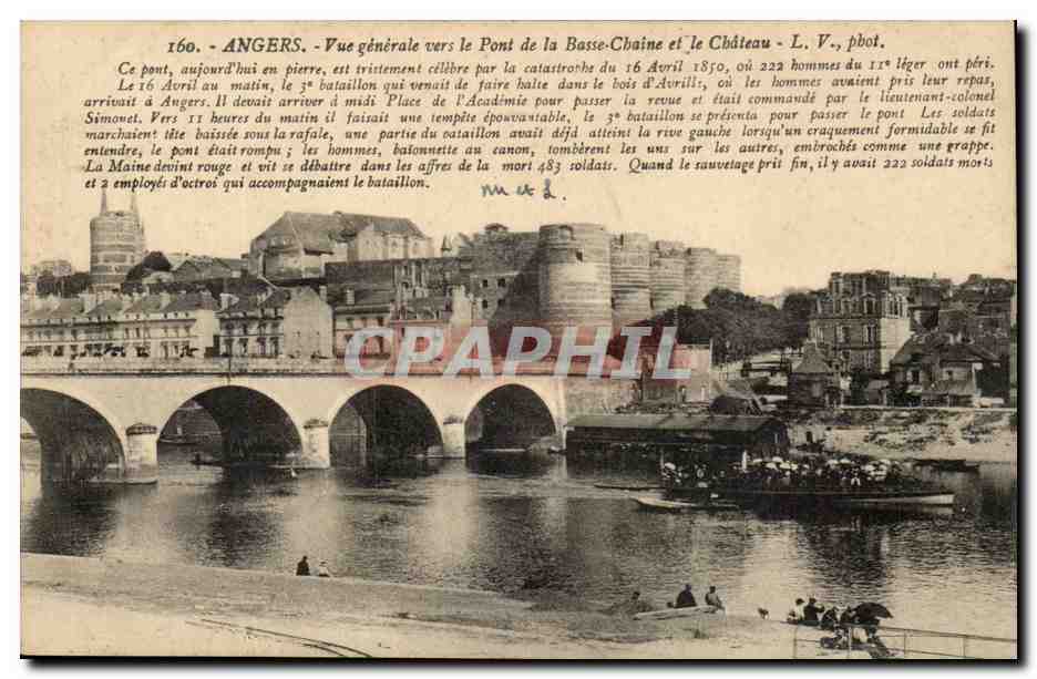 Angers CPa Vue generale sur le pont de la Basse Chaine et le chateau