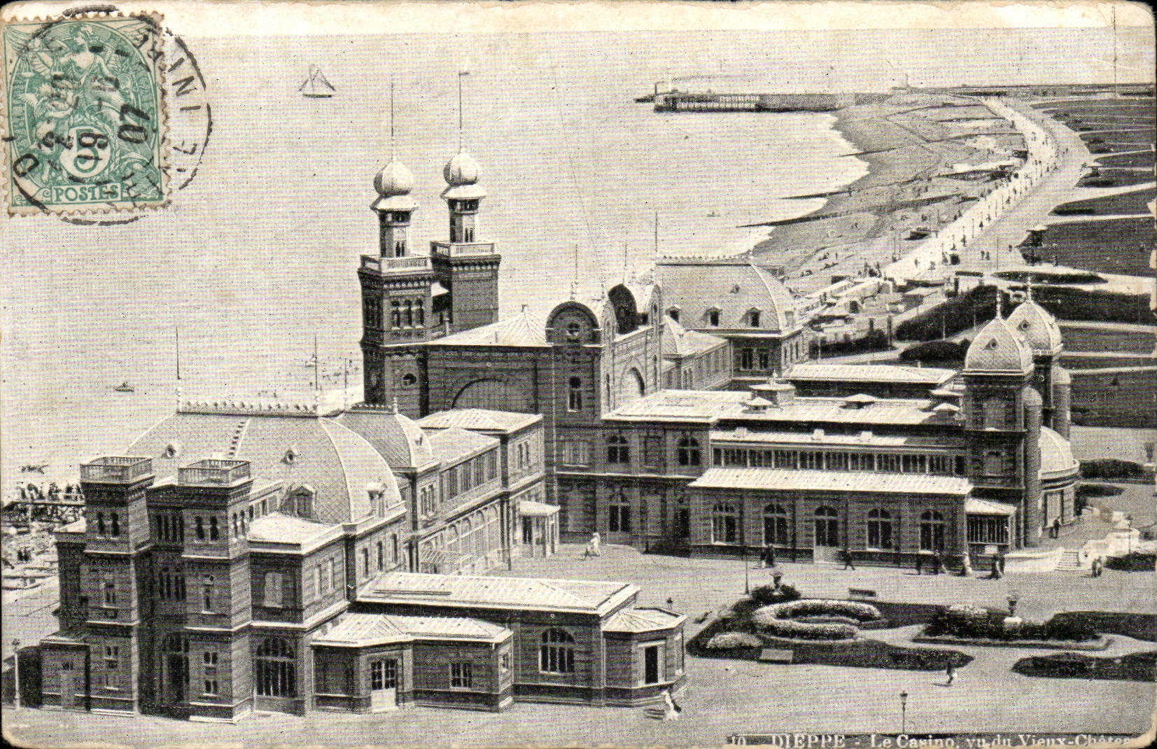 Dieppe CPA Le casino vu du vieux chateau