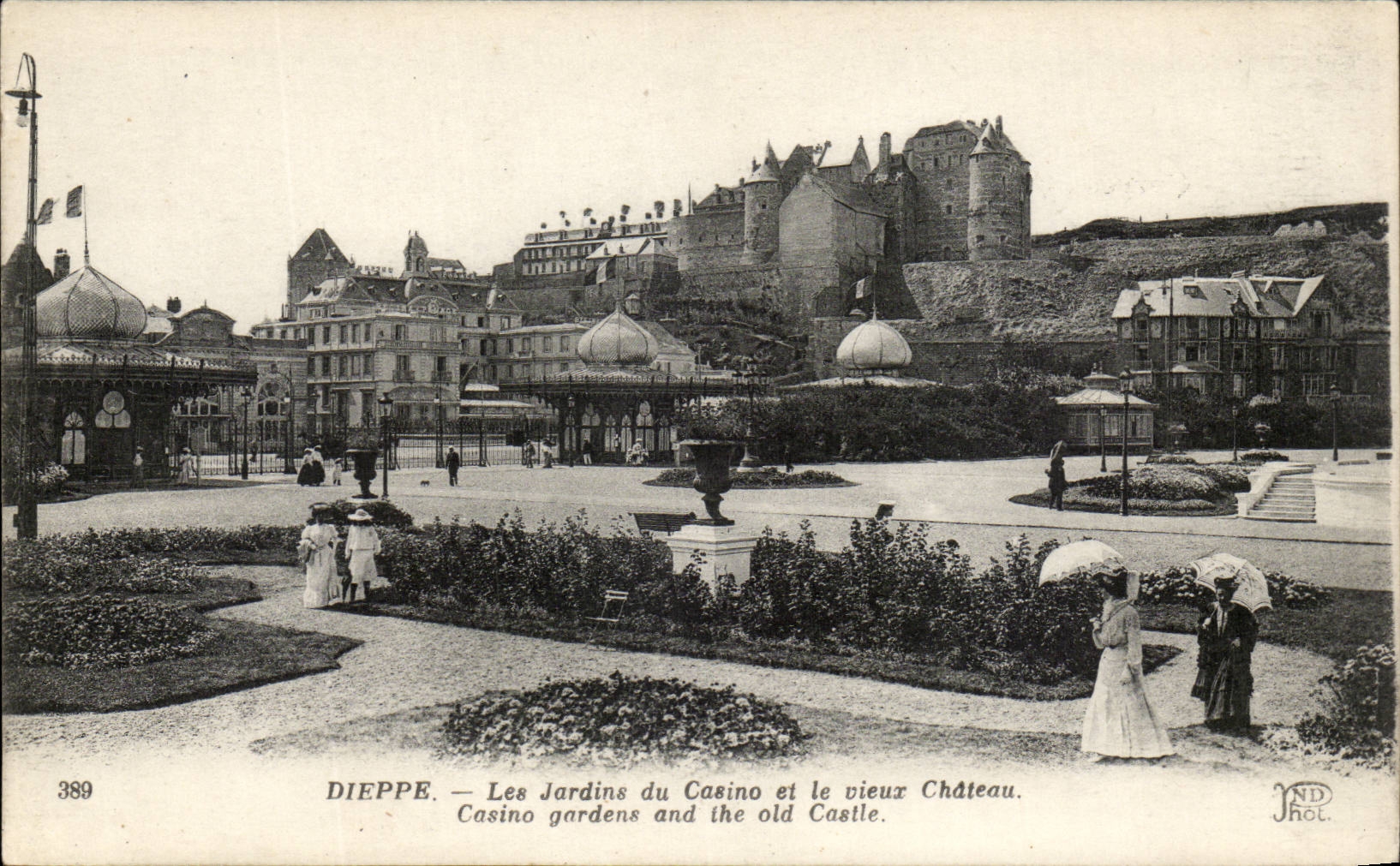 Dieppe CPA Les jardins du casino et le viexu chateau 