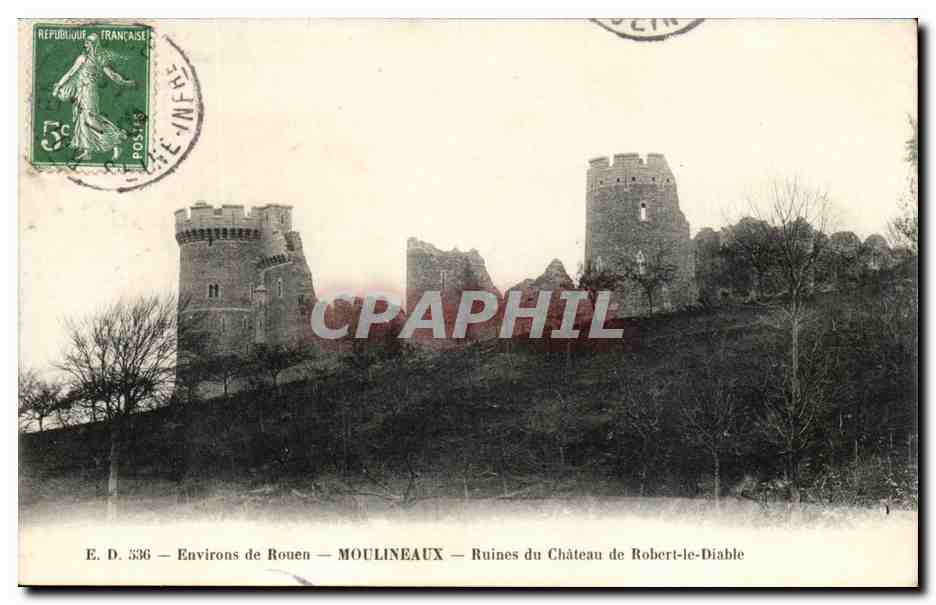 Environs de Rouen Moulineaux CPA Ruines du chateau de Robert le Diable