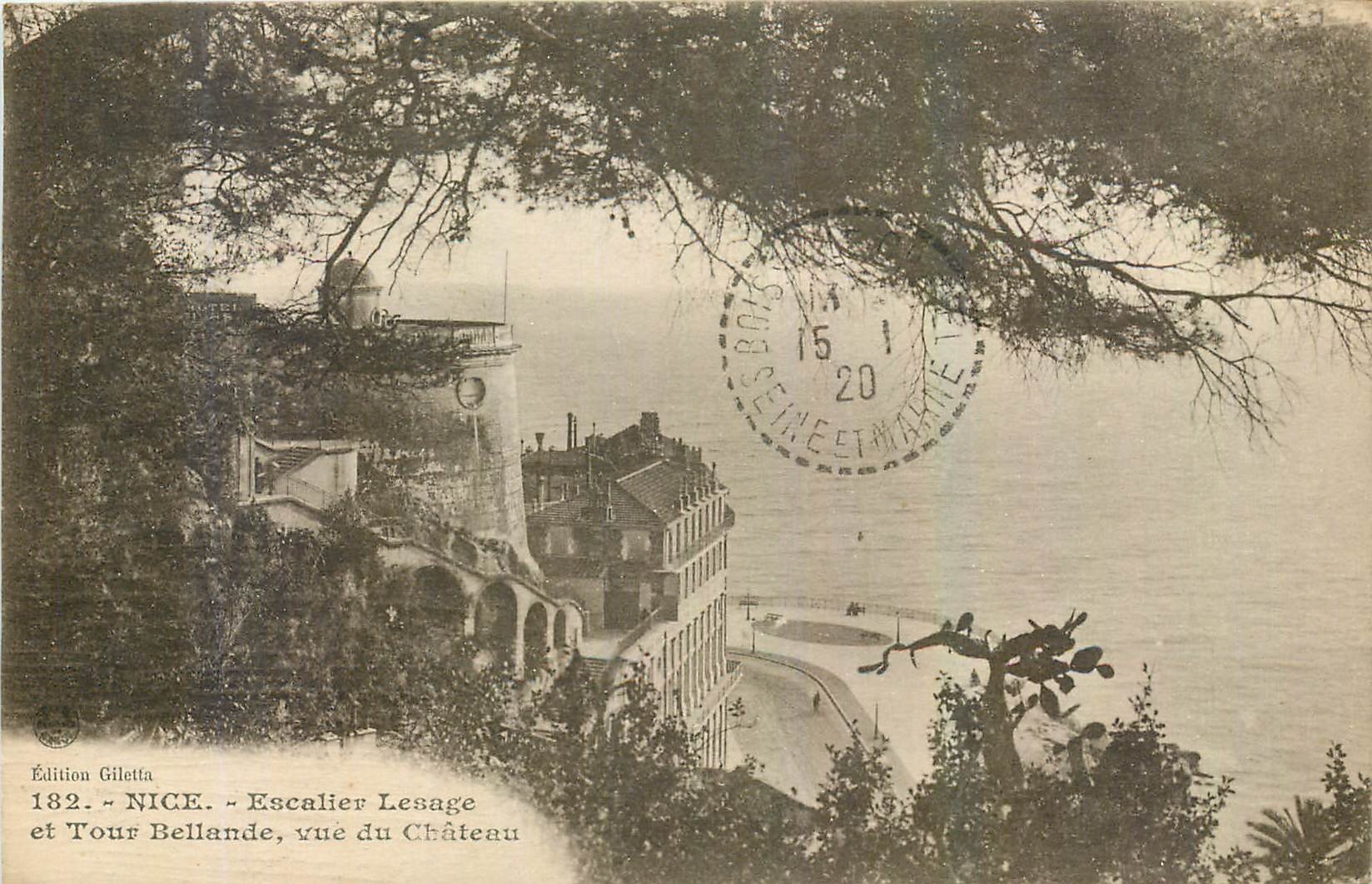 CPA Nice Escalier Lesage et Tour Bellande vue du Chateau 