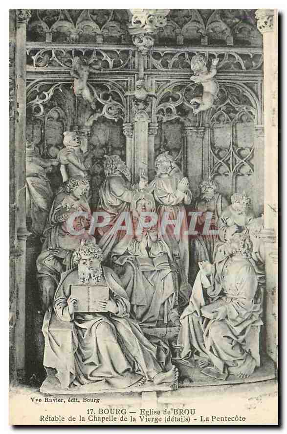 CPA Bourg Eglise de Brou Retable de la Chapelle de la Vierge details La Pentecote 