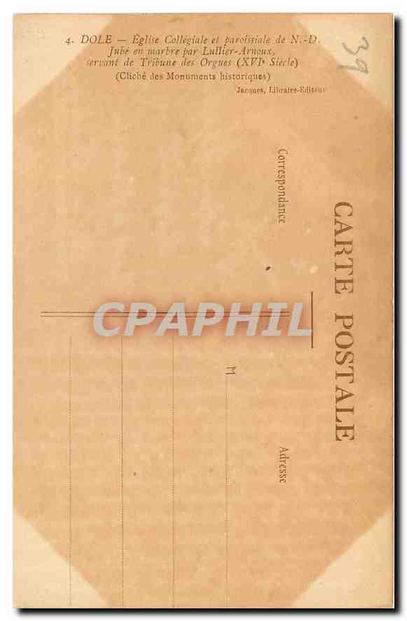 CPA Dole Eglise Collegiale et paroissiale de N D  — Back