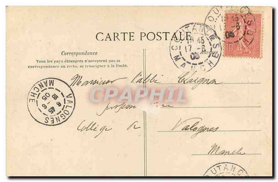 CPA La Normandie Coutances La Cathedrale  — Rückseite