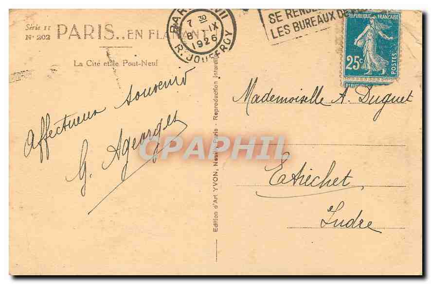 CPA Paris La Cite et le Pont Neuf  — Rückseite