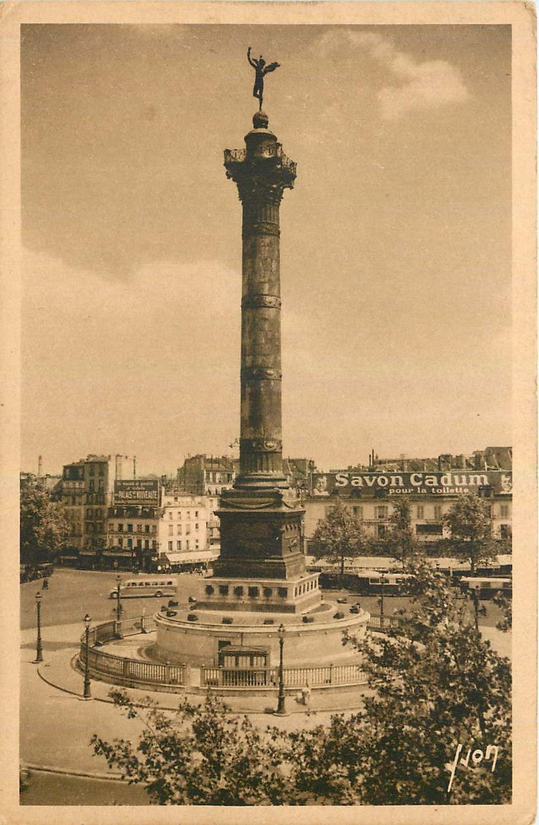 CPA Paris en flanant Place de la Bastille et Colonne de Juillet 