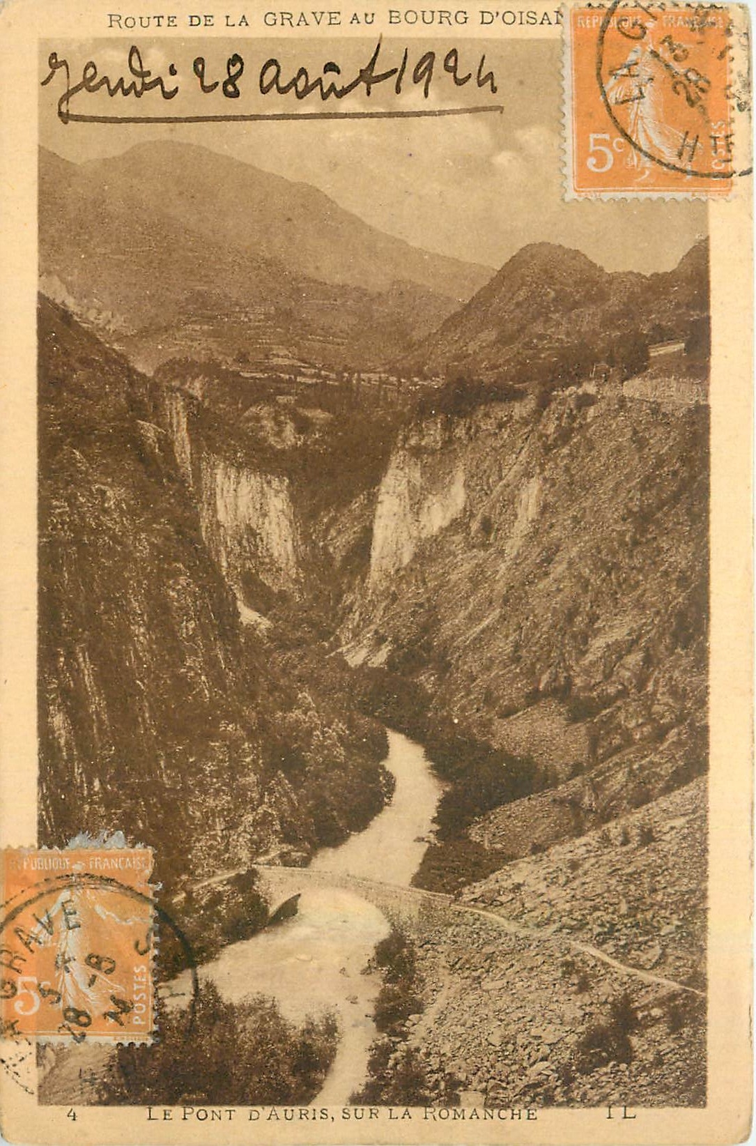 CPA Route de la Grave Le Pont d'Auris sur la Romanche 