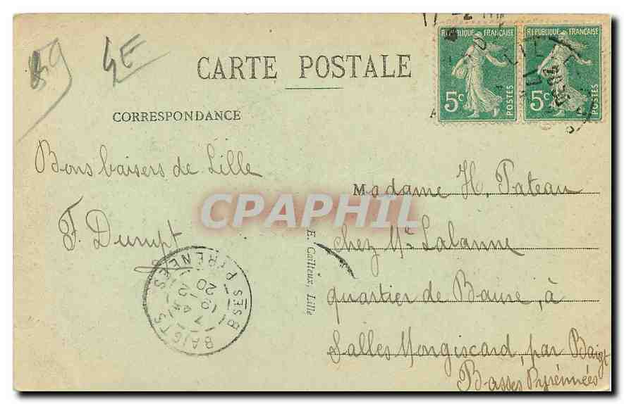 CPA Lille Rue Faidherbe vers la Gare  — Rückseite