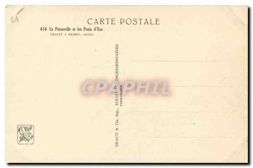 CPA La Passerelle et les Ponts d'Eau Paris — Rückseite