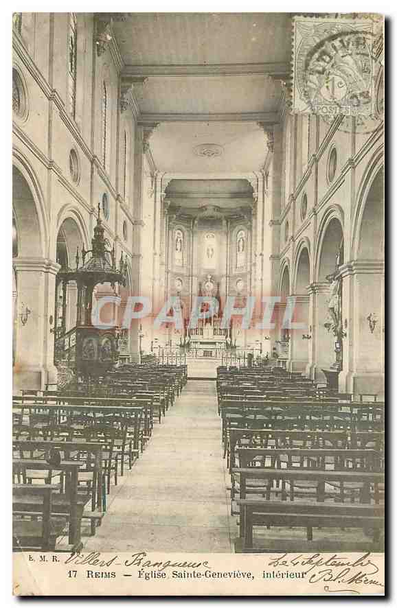 CPA Reims Eglise Sainte genevieve interieur 