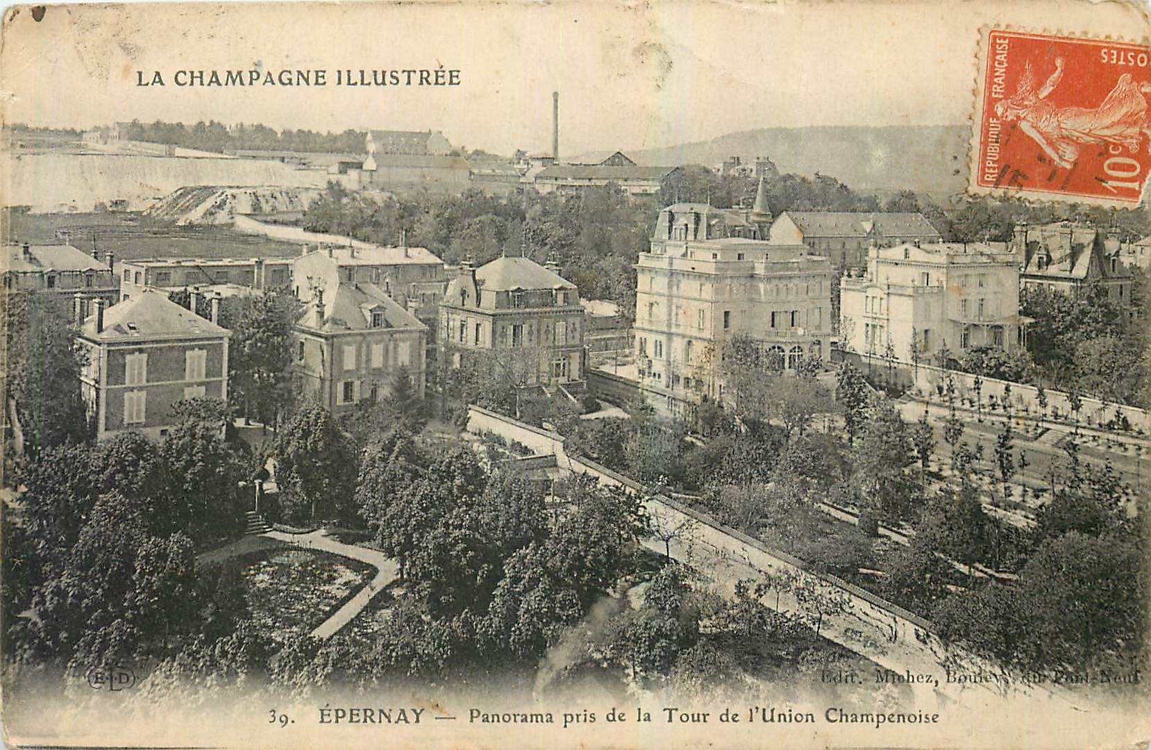 CPA La Champagne Illustree Epernay Panorama pris de la Tour de l'Union Champenoise 