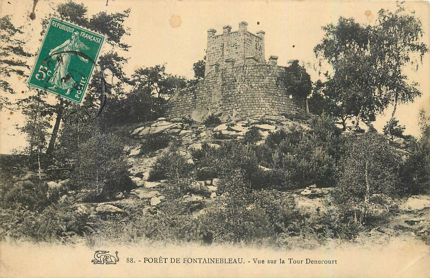Foresta di Fontainebleau — Vista sulla Torre Denecourt — editore non identificato, n° 88