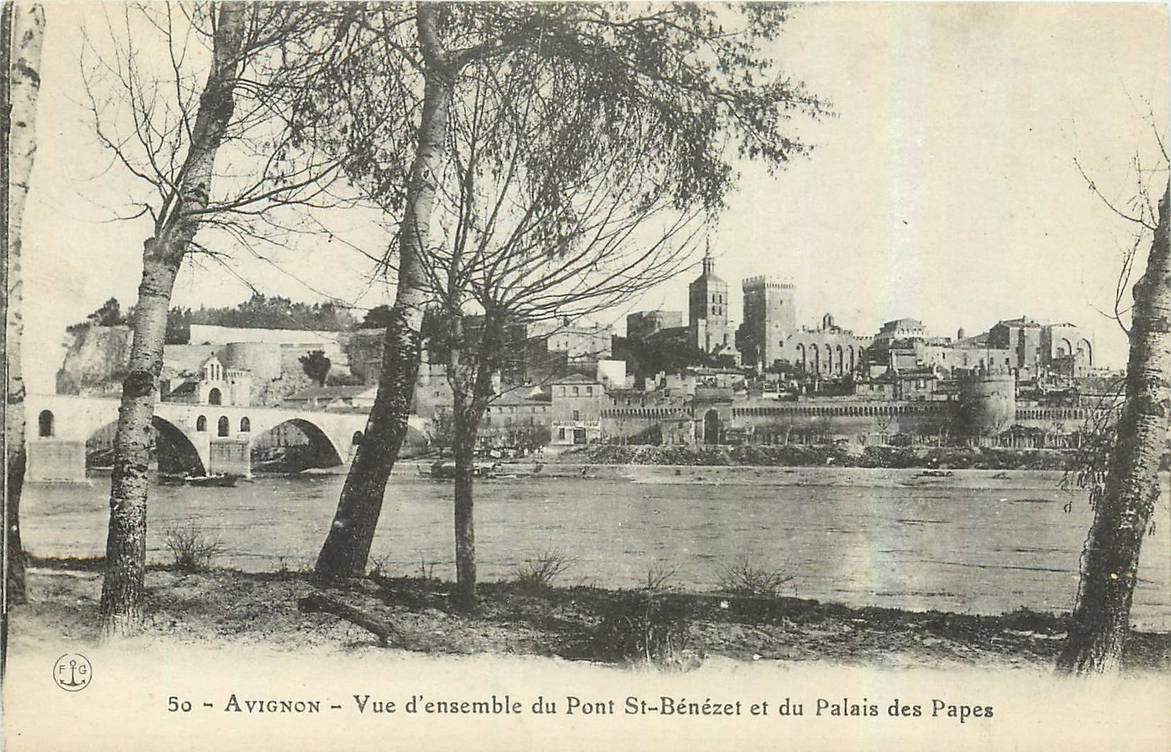 CPA Avignon Vue d'Ensemble du Pont St Benezet et du Palais des Papes 