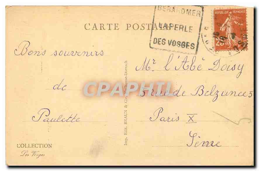 CPA Les Vosges Pittoresques Foret de Sapins  — Rückseite