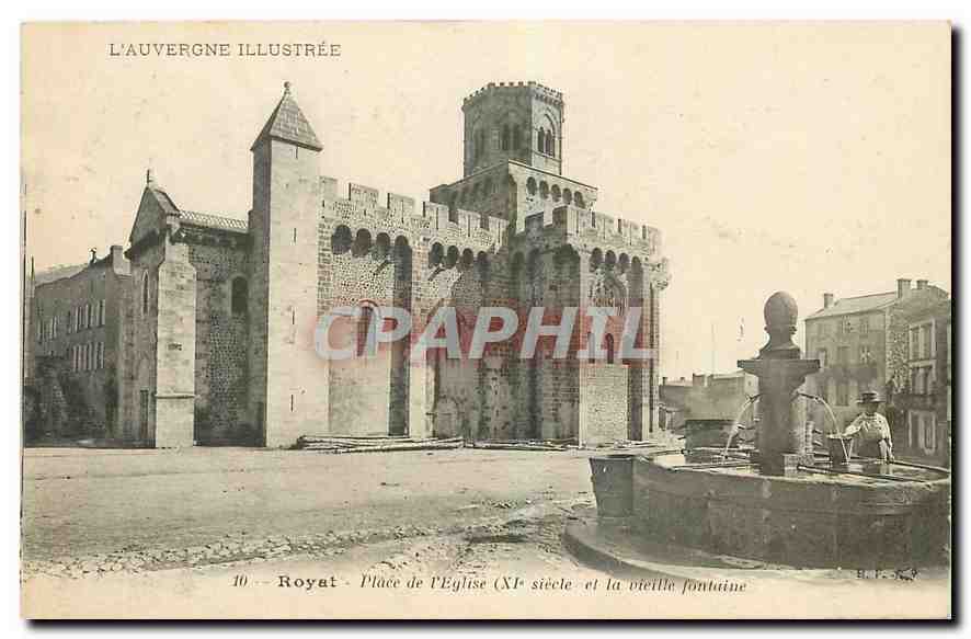 CPA l'Auvergne illustree Royat Place de l'Eglise 